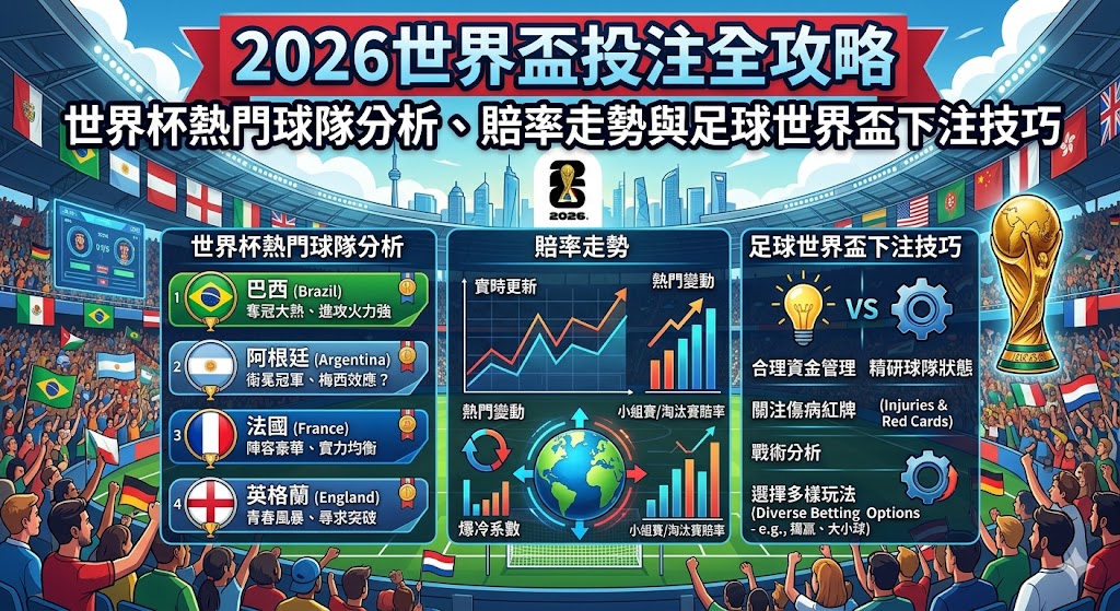 2026世界盃投注全攻略｜世界杯熱門球隊分析、賠率走勢與足球世界盃下注技巧