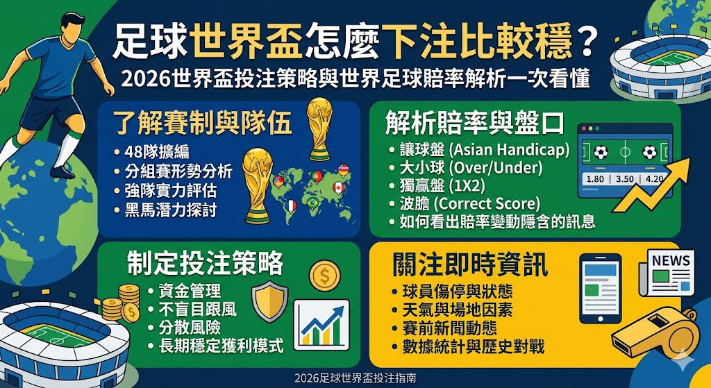 足球世界盃怎麼下注比較穩?2026世界盃投注策略與世界足球賠率解析一次看懂