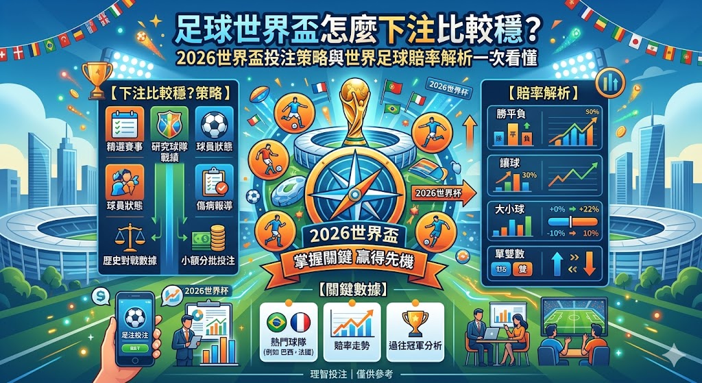 足球世界盃怎麼下注比較穩?2026世界盃投注策略與世界足球賠率解析一次看懂