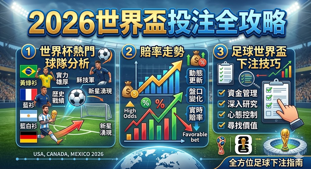 2026世界盃投注全攻略|世界杯熱門球隊分析、賠率走勢與足球世界盃下注技巧